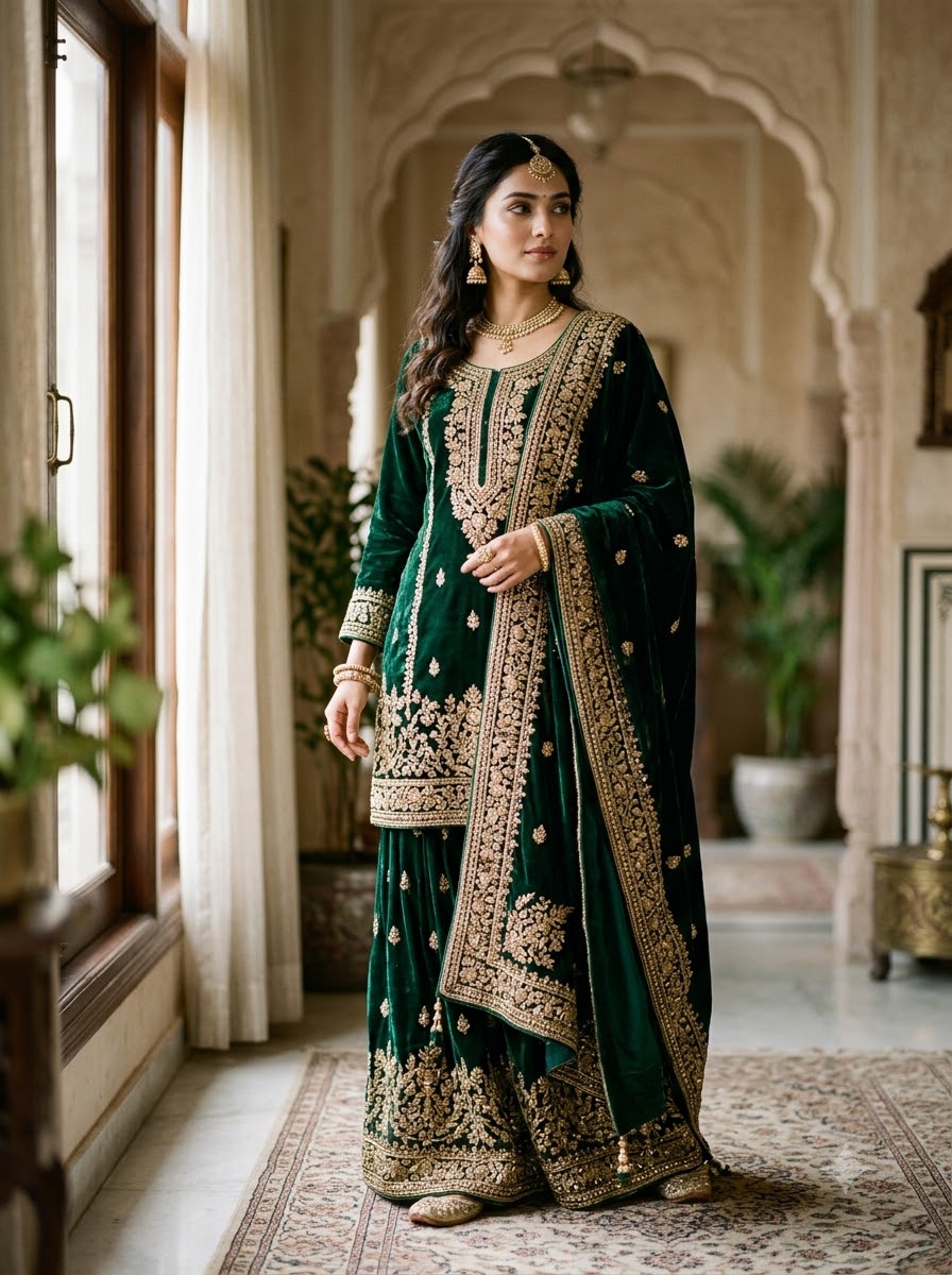 Emerald Velvet Sharara